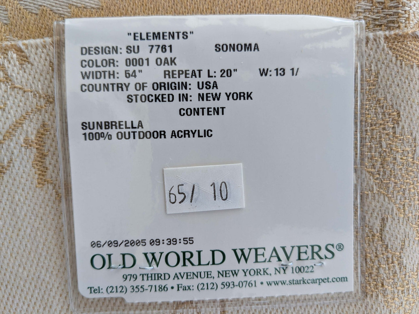 67 EV50 26" x 27" Scalamandre Old World Weavers Sonoma Oak Sunbrella Outdoor Yellow Botanical Foliage Scroll MSRP USD224/y