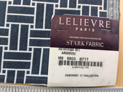 68 EV50 26" x 29" Scalamandre Lelievre Reverso M1 Ardoise Deep Blue-Gray Lattice Geometric