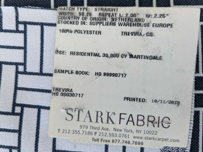 68 EV50 26" x 29" Scalamandre Lelievre Reverso M1 Ardoise Deep Blue-Gray Lattice Geometric