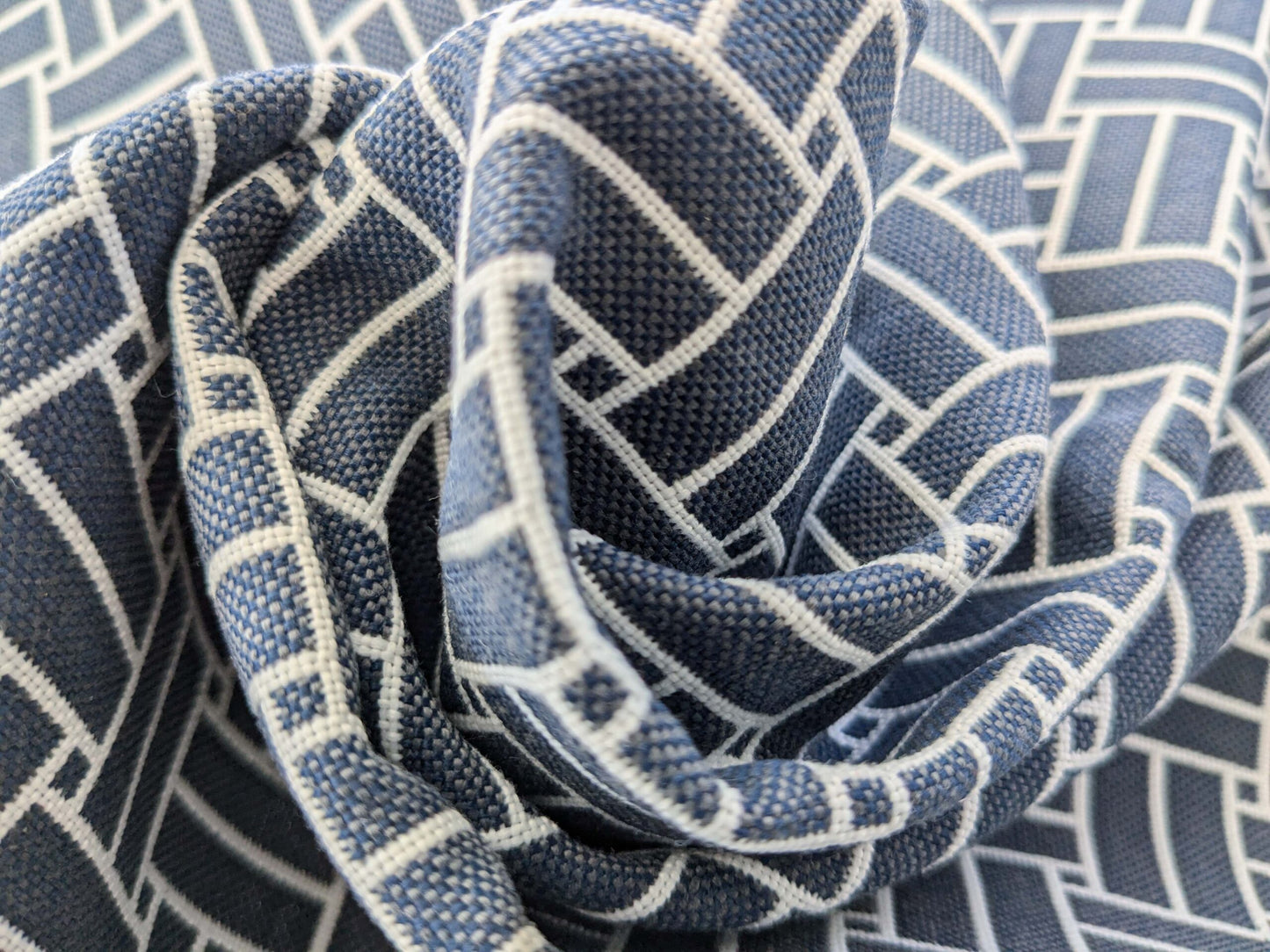 68 EV50 26" x 29" Scalamandre Lelievre Reverso M1 Ardoise Deep Blue-Gray Lattice Geometric