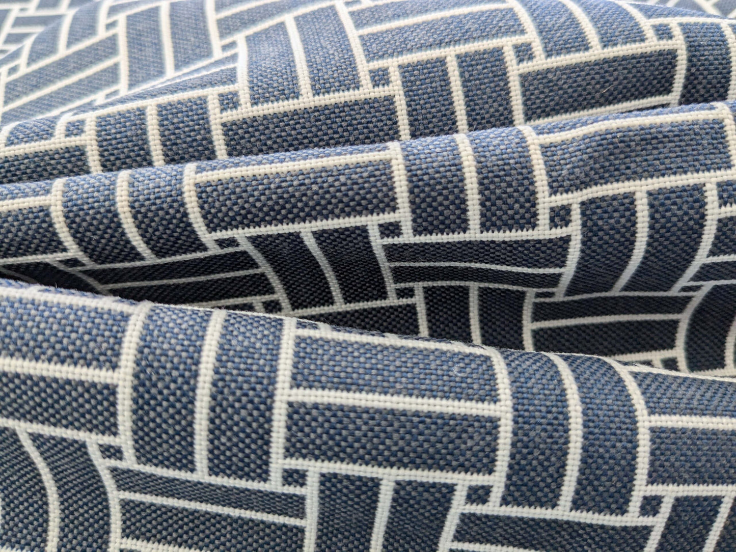 68 EV50 26" x 29" Scalamandre Lelievre Reverso M1 Ardoise Deep Blue-Gray Lattice Geometric