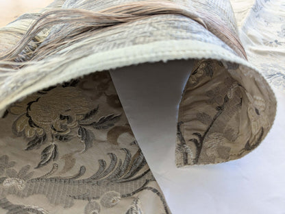 72 EV50 27" x 26"Scalamandre Square Old World Weavers Allegra Lampas Iii Silver Patina MSRP USD 600+/yard