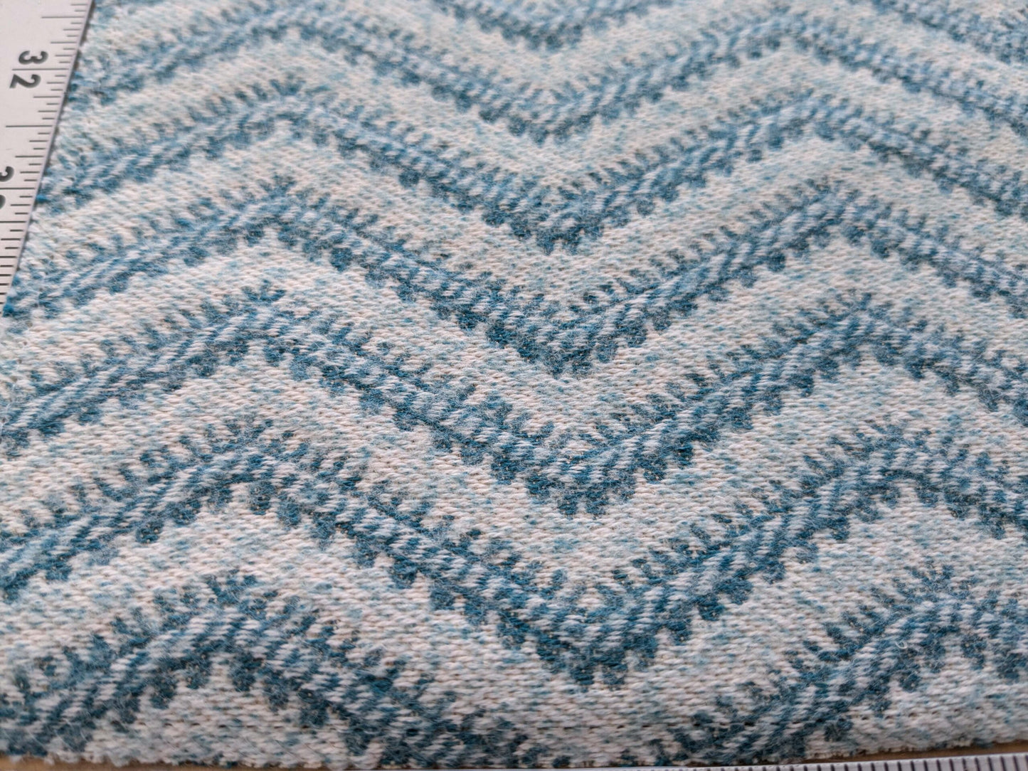 73 EV50 26" x 27"Scalamandre Grey Watkins Brushed Chevron Turquoise Blue Green Cotton Jacquard Herringbone Reversible MSRP USD 188/Y