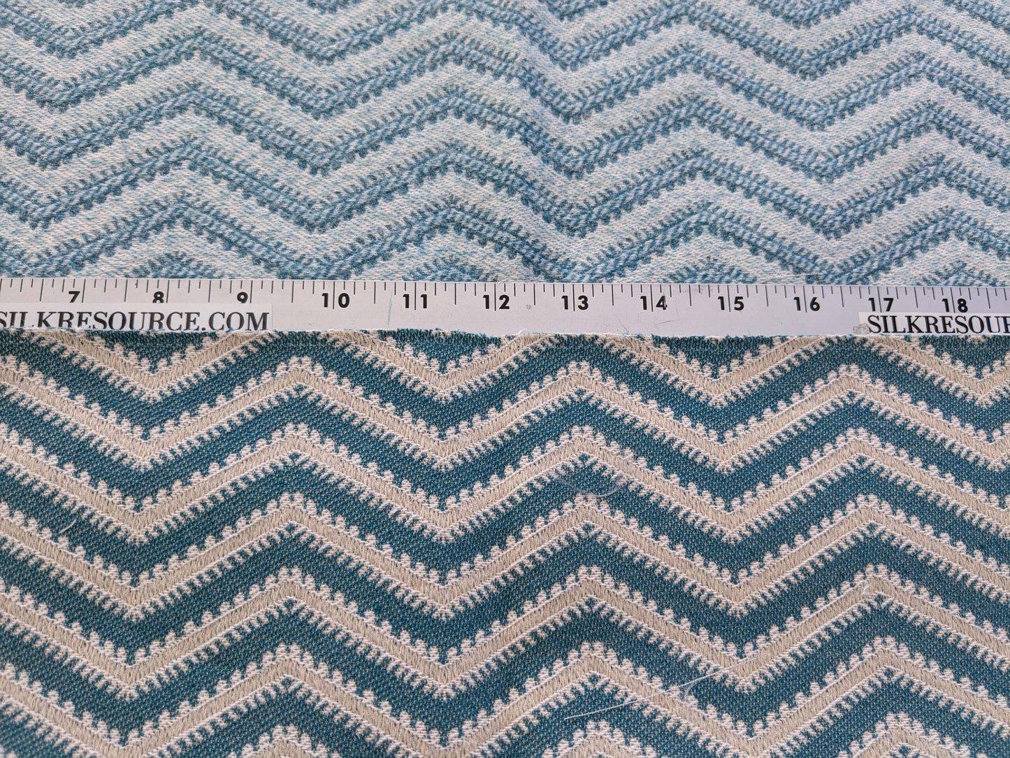 73 EV50 26" x 27"Scalamandre Grey Watkins Brushed Chevron Turquoise Blue Green Cotton Jacquard Herringbone Reversible MSRP USD 188/Y