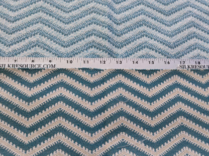 73 EV50 26" x 27"Scalamandre Grey Watkins Brushed Chevron Turquoise Blue Green Cotton Jacquard Herringbone Reversible MSRP USD 188/Y