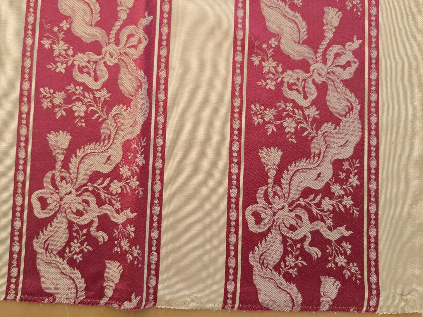 75 EV50 24" x 24" Scalamandre Tassinari &amp; Chatel Les Rubans Rouge Stripe Red Beige