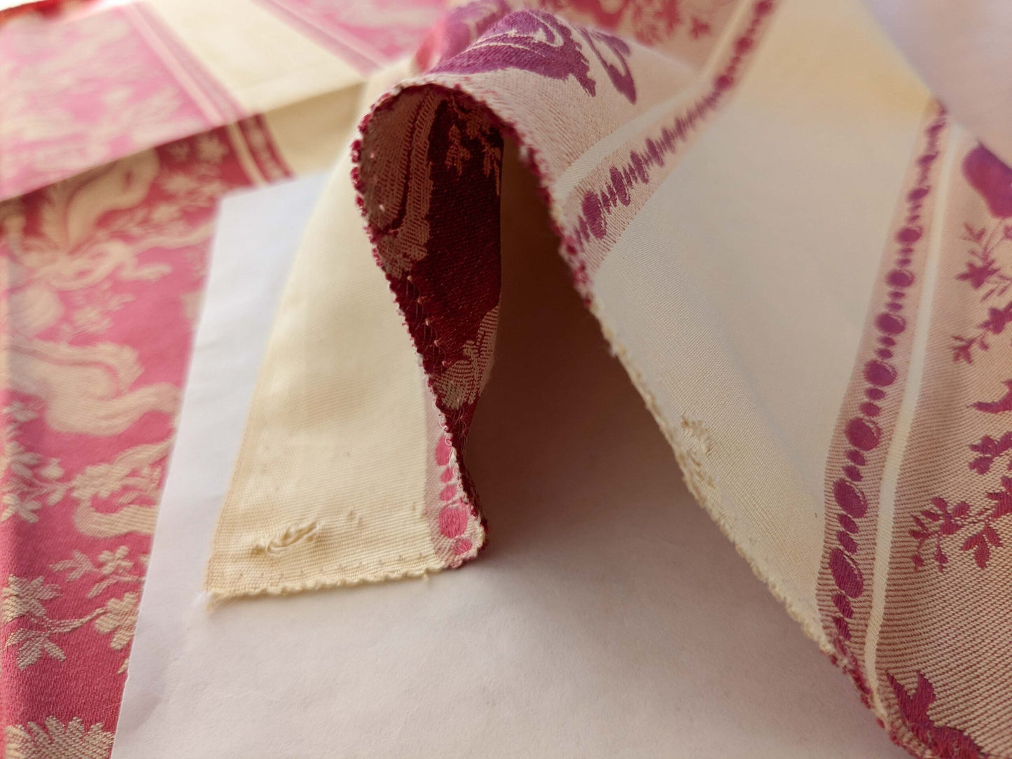 75 EV50 24" x 24" Scalamandre Tassinari &amp; Chatel Les Rubans Rouge Stripe Red Beige