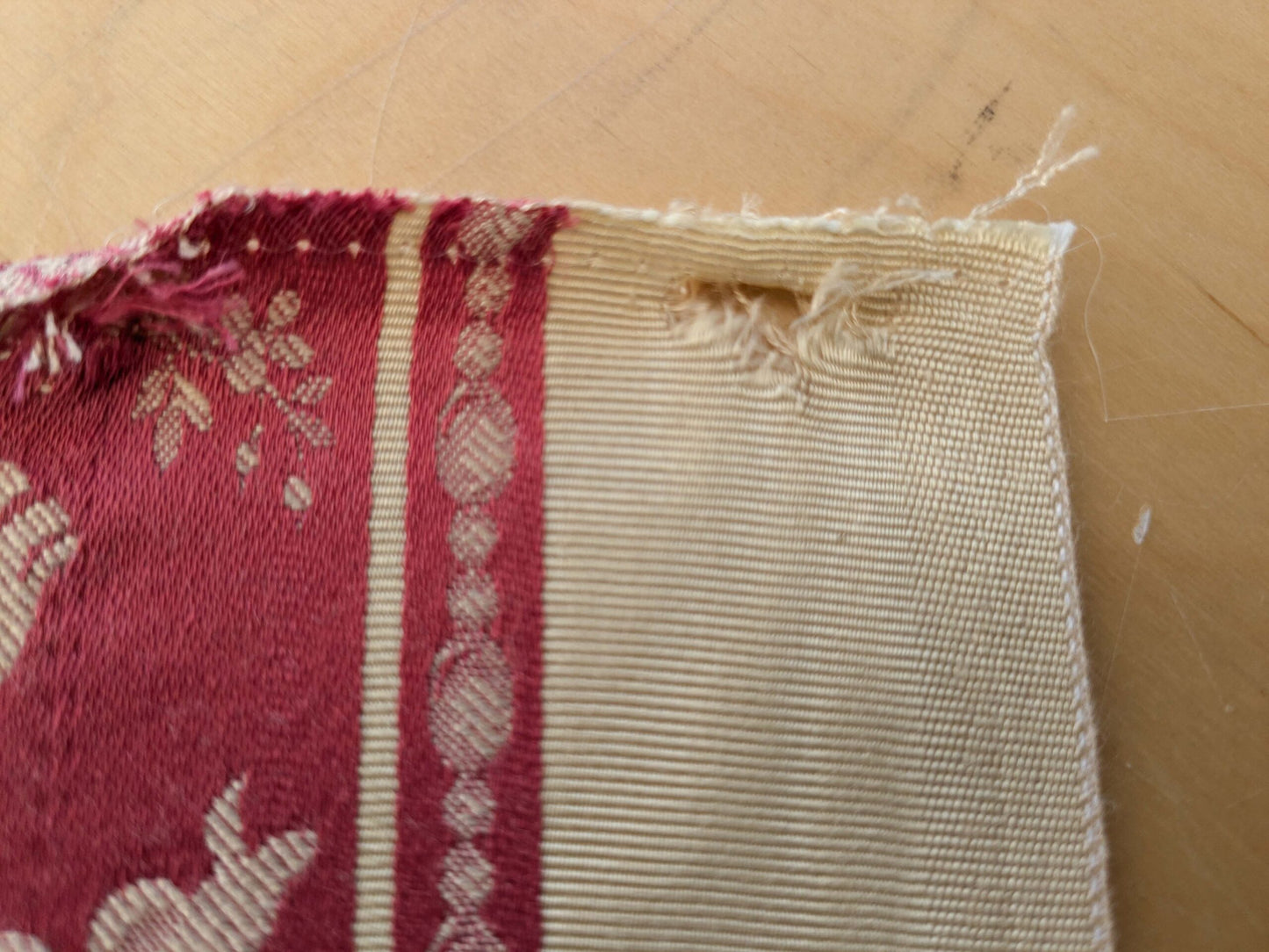 75 EV50 24" x 24" Scalamandre Tassinari &amp; Chatel Les Rubans Rouge Stripe Red Beige