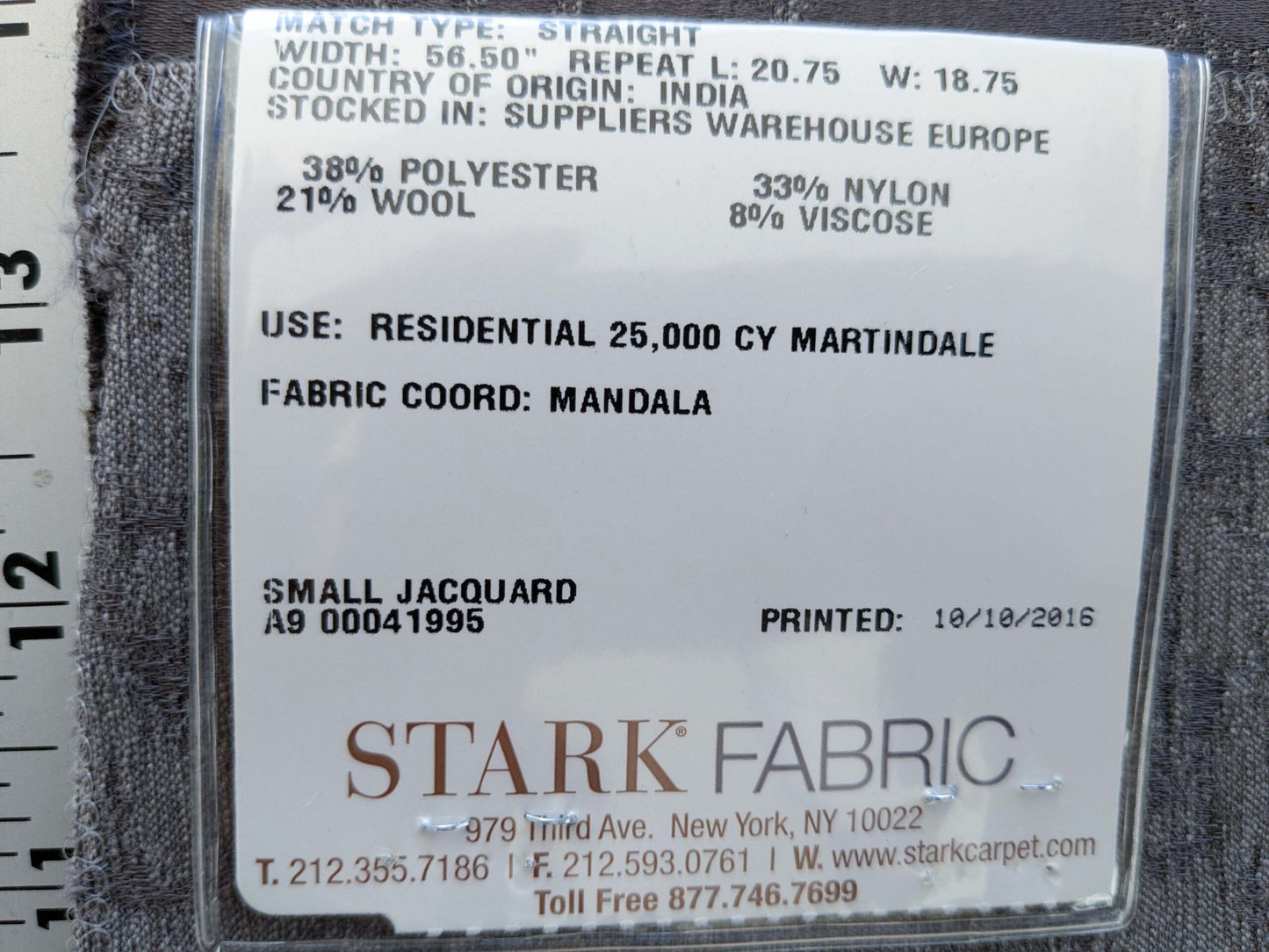 76 EV50 27" x 28" Scalamandre Aldeco Misty Brownish on Gray Abstract Small Jacquard