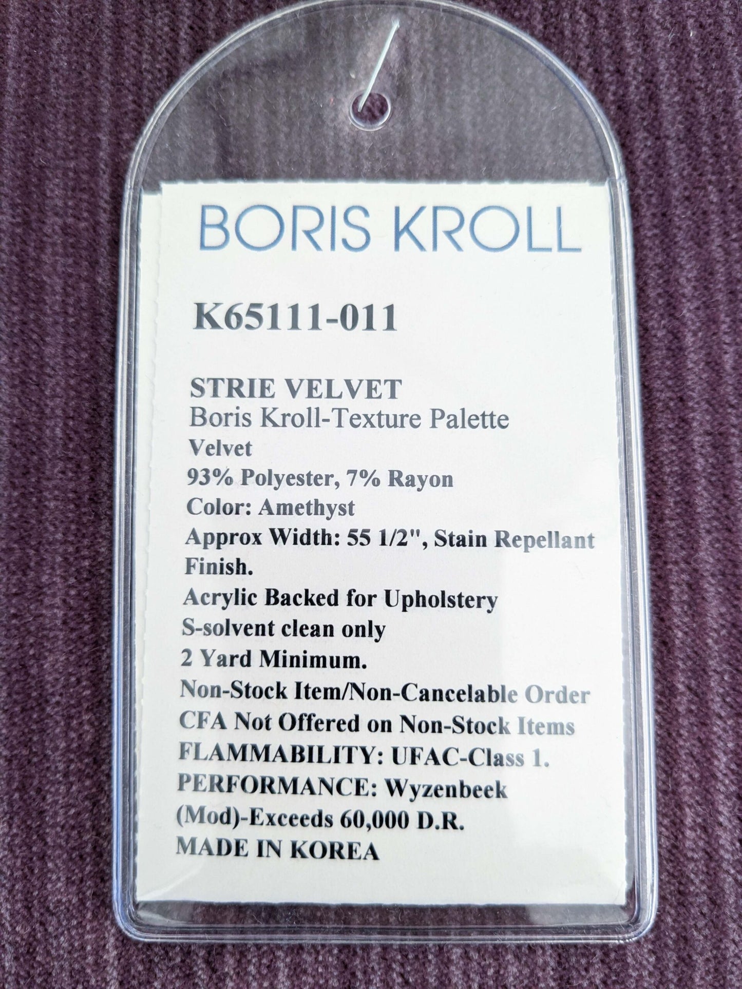 85 EV50 27" x 27" Square Scalamandre Boris Kroll Strie Velvet Amethyst Purple Texture Polyester MSRP USD154/y