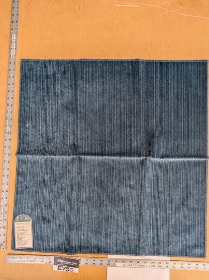 86 EV50 26" x 27" Square Scalamandre Boris Kroll Strie Velvet Prussian Blue Texture Polyester MSRP USD154/y