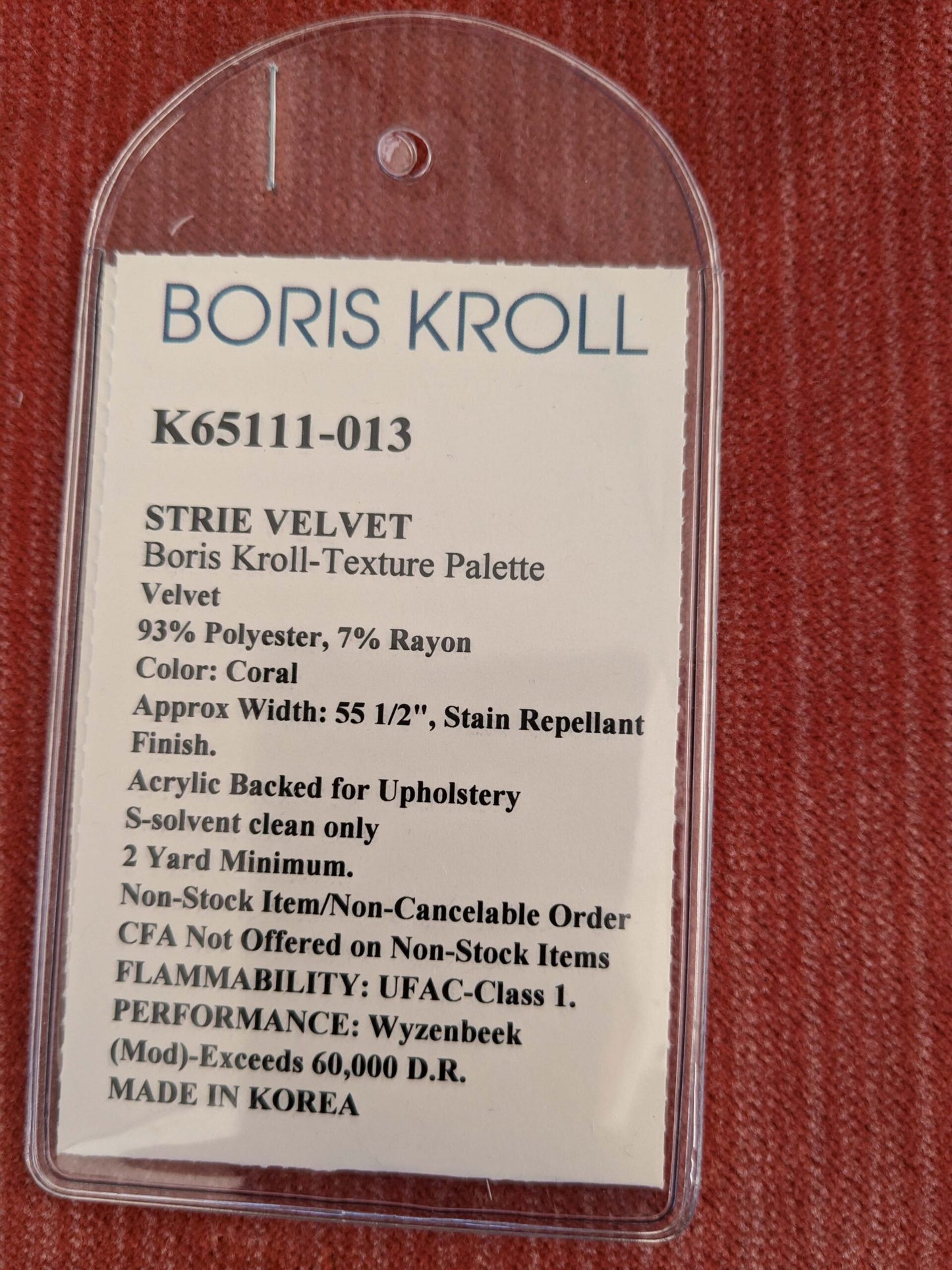 87 EV50 26" x 26" Square Scalamandre Boris Kroll Strie Velvet Coral Orange Texture Polyester MSRP USD154/y