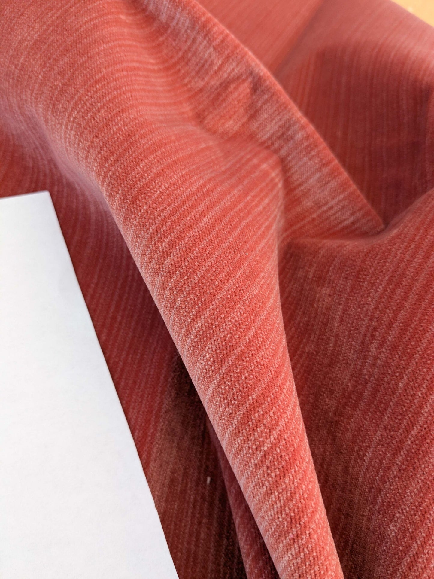 87 EV50 26" x 26" Square Scalamandre Boris Kroll Strie Velvet Coral Orange Texture Polyester MSRP USD154/y