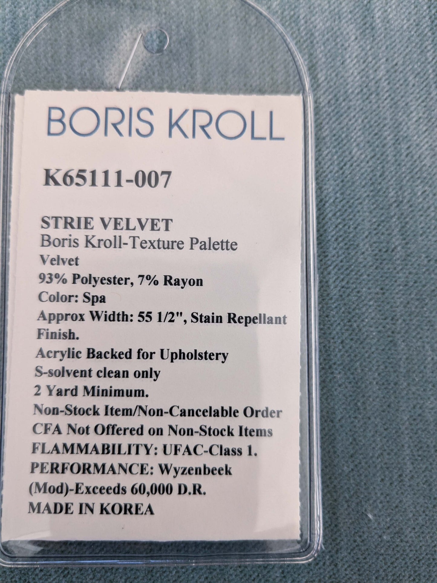 88 EV50 26" x 26" Square Scalamandre Boris Kroll Strie Velvet Spa Light Blue Texture Polyester MSRP USD154/y