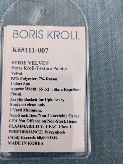 88 EV50 26" x 26" Square Scalamandre Boris Kroll Strie Velvet Spa Light Blue Texture Polyester MSRP USD154/y