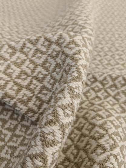 92 EV50 25" x 27" Square Scalamandre Khiva Weave Flax Cotton Small Scale Beige White MSRP USD 180/y