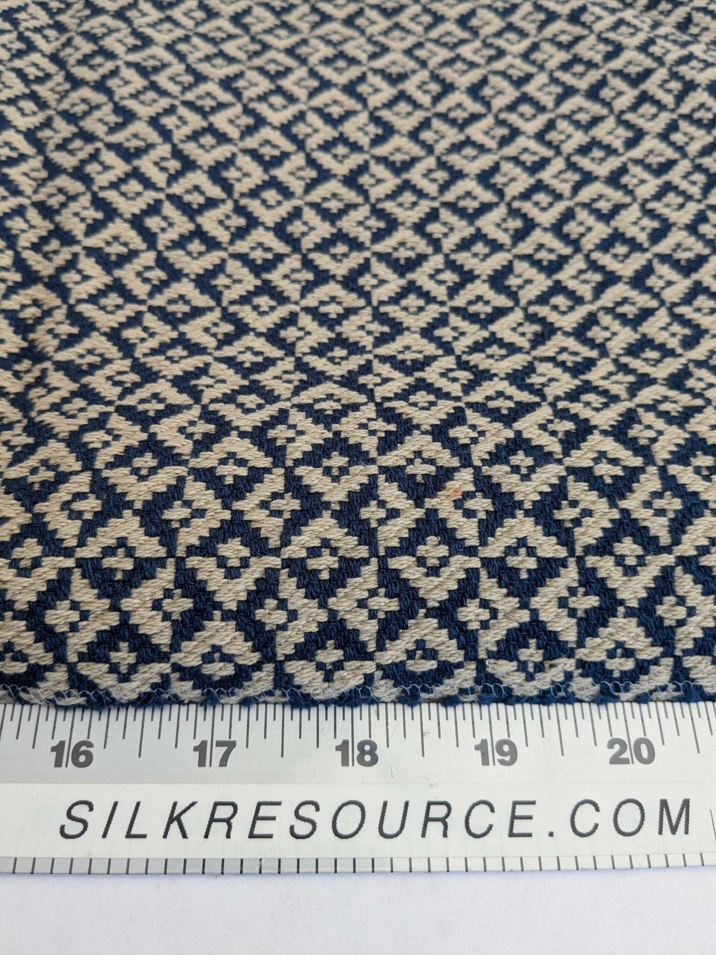 93 EV50 25" x 27" Square Scalamandre Khiva Weave Indigo Blue Beige Cotton Small Scale  White MSRP USD 180/y