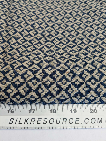 93 EV50 25" x 27" Square Scalamandre Khiva Weave Indigo Blue Beige Cotton Small Scale  White MSRP USD 180/y