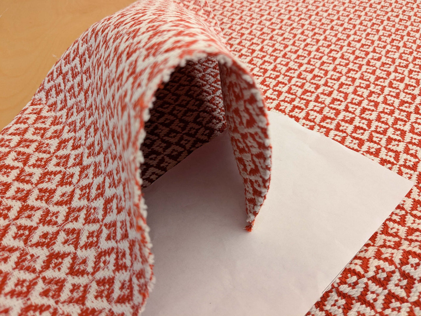 95 EV50 26" x 27" Square Scalamandre Khiva Weave Poppy Red White Cotton Small Scale  White MSRP USD 180/y