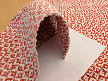 95 EV50 26" x 27" Square Scalamandre Khiva Weave Poppy Red White Cotton Small Scale  White MSRP USD 180/y