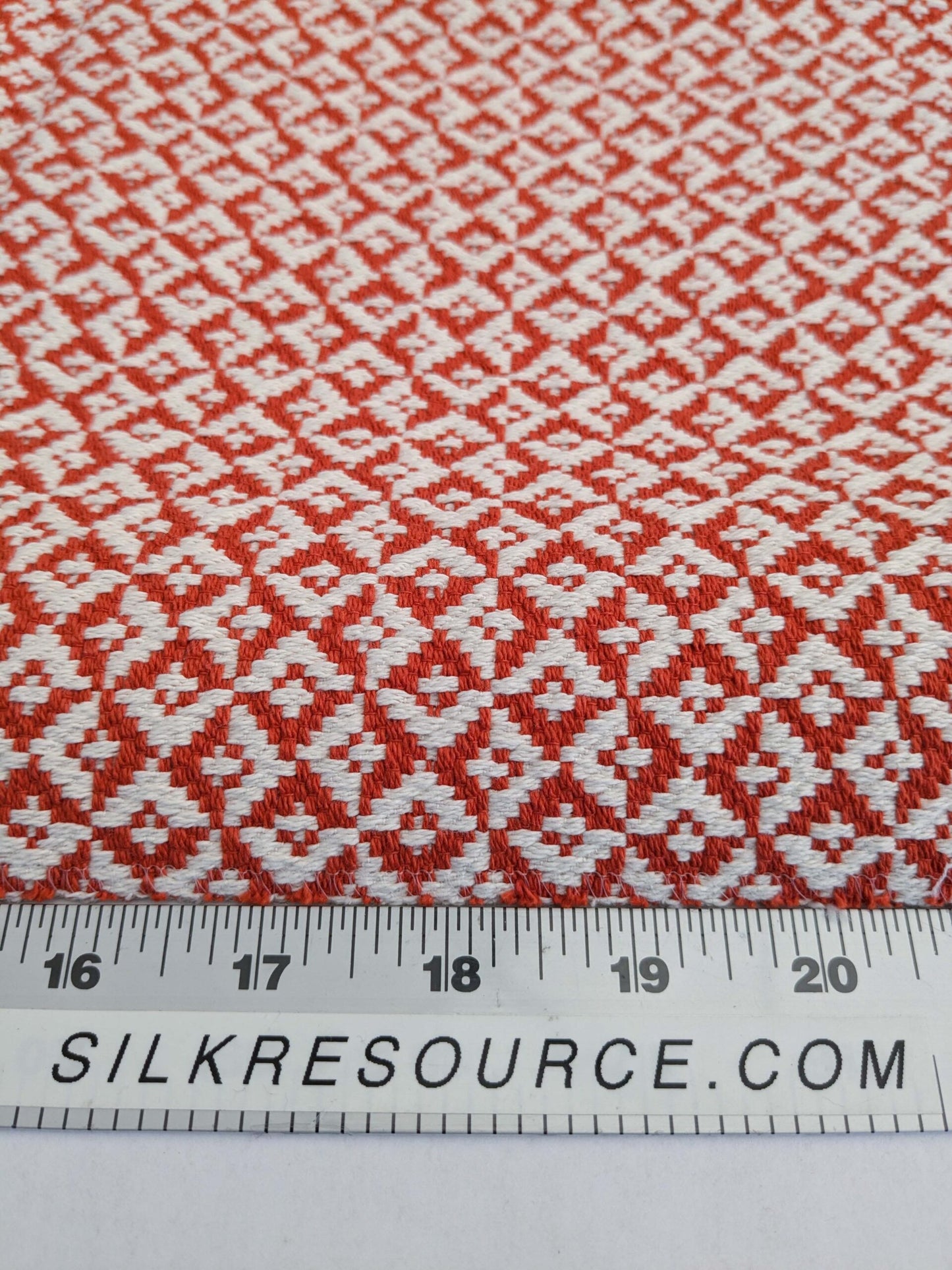 95 EV50 26" x 27" Square Scalamandre Khiva Weave Poppy Red White Cotton Small Scale  White MSRP USD 180/y