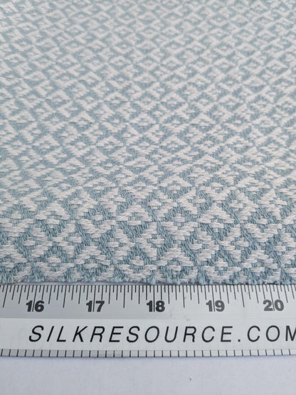 96 EV50 26" x 26" Square Scalamandre Khiva Weave Cloud Light Blue White Cotton Small Scale  White MSRP USD 180/y