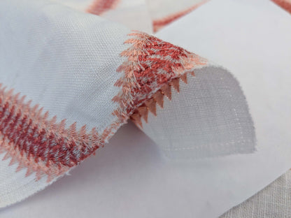 99 EV50 26" x 27" Square Scalamandre Rondure Embroidery Coral Orange White Diamond Ogee MSRP USD 492/y