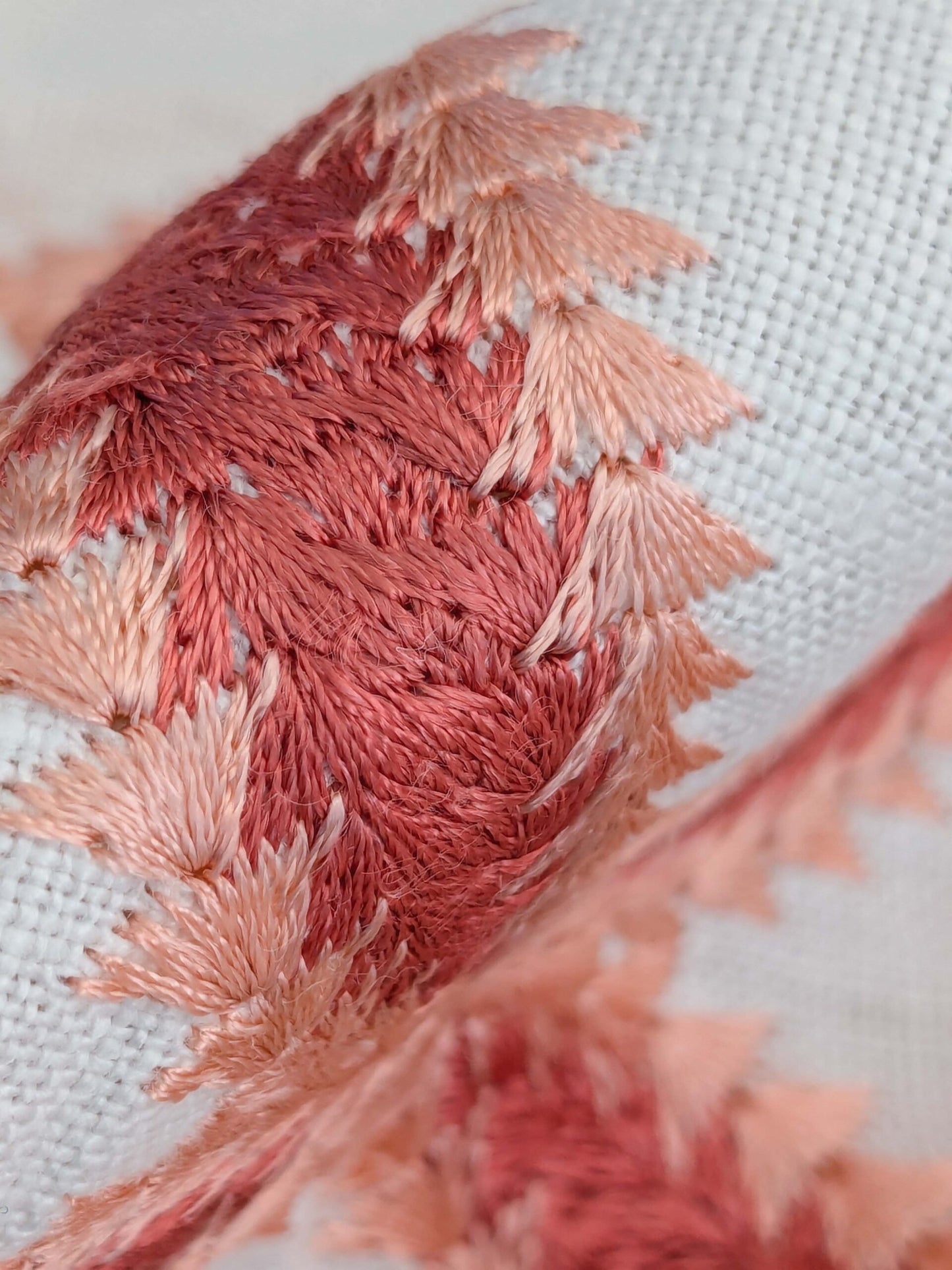 99 EV50 26" x 27" Square Scalamandre Rondure Embroidery Coral Orange White Diamond Ogee MSRP USD 492/y