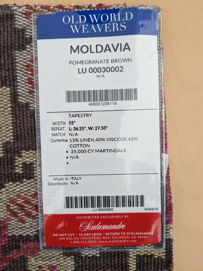 100 EV50 27" x 27" Square Scalamandre Moldavia Pomegranate Brown Linen Cotton Tapestry MSRP USD 684/yard