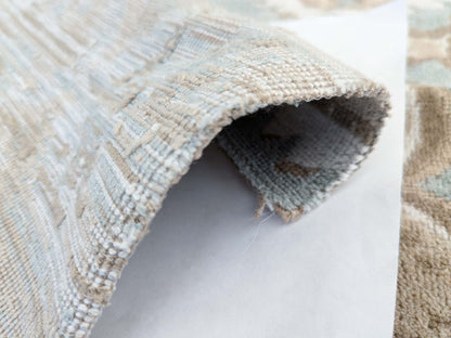 100 EV50 27" x 24" Square Scalamandre Oushak Linen Velvet Aquamarine Jacquard Blue Brown Linen MSRP USD638/y