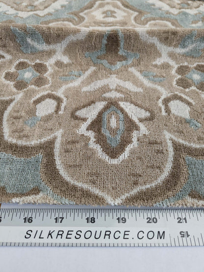 100 EV50 27" x 24" Square Scalamandre Oushak Linen Velvet Aquamarine Jacquard Blue Brown Linen MSRP USD638/y