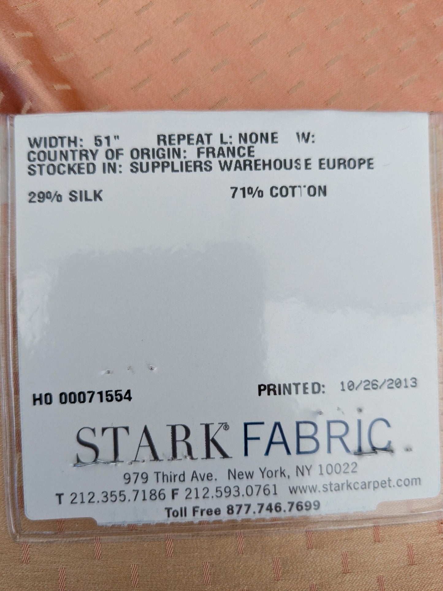 103 EV50 25" x 26" Square Tassinari and Chatel Alexandra Seme Le Rose Peach Small Scale Texture MSRP USD 300+/y