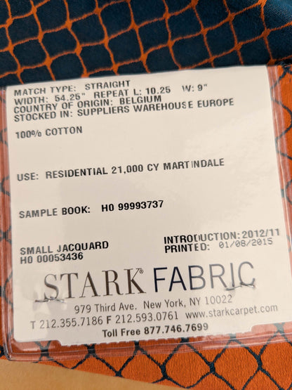 104 EV50 25" x 26" Square Jean Paul Gaultier Cabaret Piment Reversible Small Jacquard Diamond Orange Blue Cotton MSRP USD300+/y