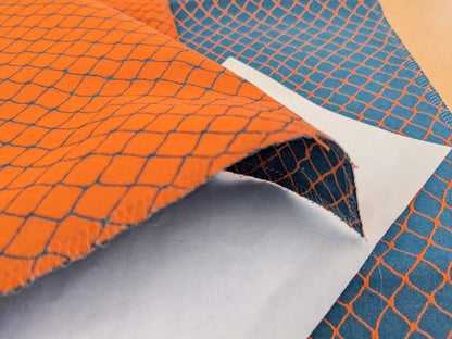 104 EV50 25" x 26" Square Jean Paul Gaultier Cabaret Piment Reversible Small Jacquard Diamond Orange Blue Cotton MSRP USD300+/y