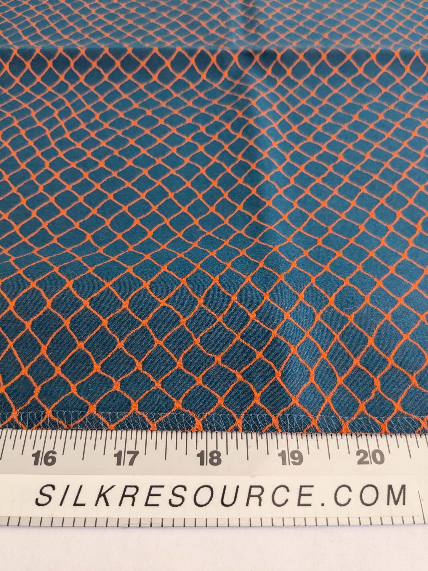 104 EV50 25" x 26" Square Jean Paul Gaultier Cabaret Piment Reversible Small Jacquard Diamond Orange Blue Cotton MSRP USD300+/y