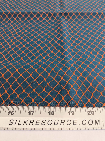 104 EV50 25" x 26" Square Jean Paul Gaultier Cabaret Piment Reversible Small Jacquard Diamond Orange Blue Cotton MSRP USD300+/y