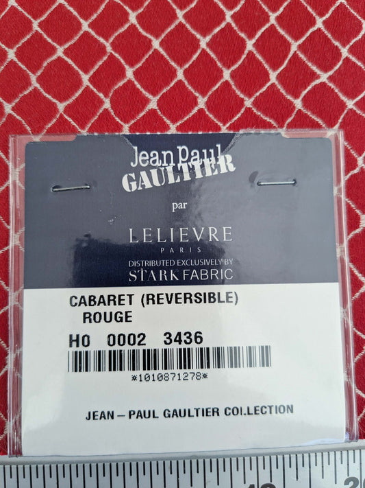 105 EV50 25" x 26" Square Jean Paul Gaultier Cabaret Rouge Red White Reversible Small Jacquard Diamond Cotton MSRP USD300+/y