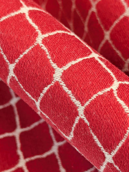 105 EV50 25" x 26" Square Jean Paul Gaultier Cabaret Rouge Red White Reversible Small Jacquard Diamond Cotton MSRP USD300+/y