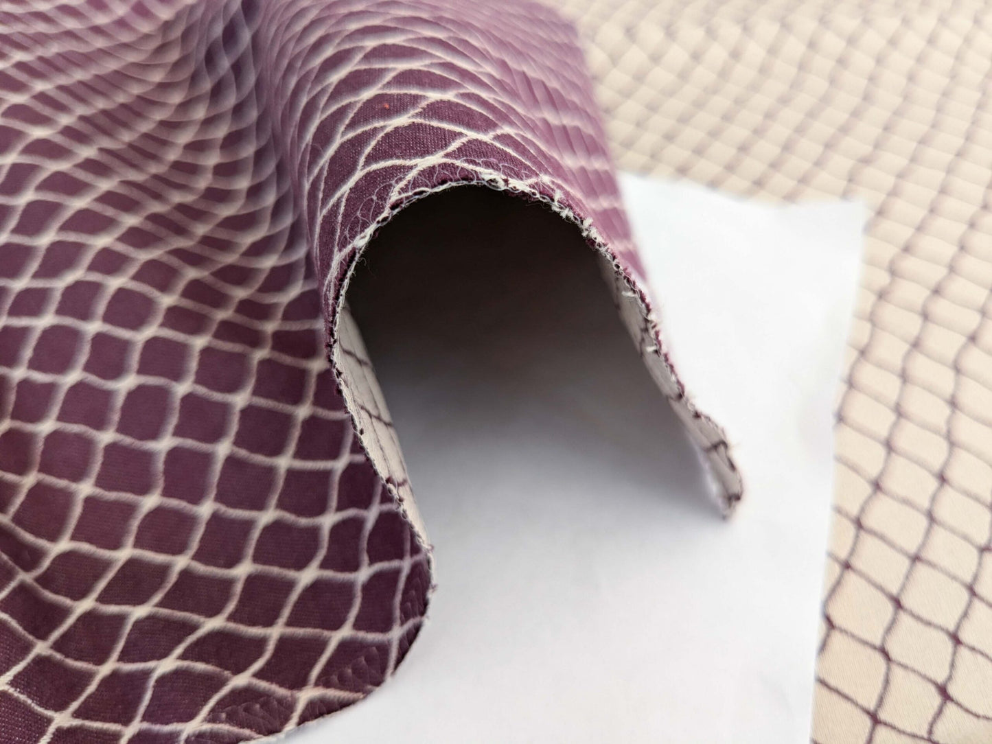 106 EV50 25" x 26" Square Jean Paul Gaultier Cabaret Bordeaux Purple White Reversible Small Jacquard Diamond Cotton MSRP USD300+/y