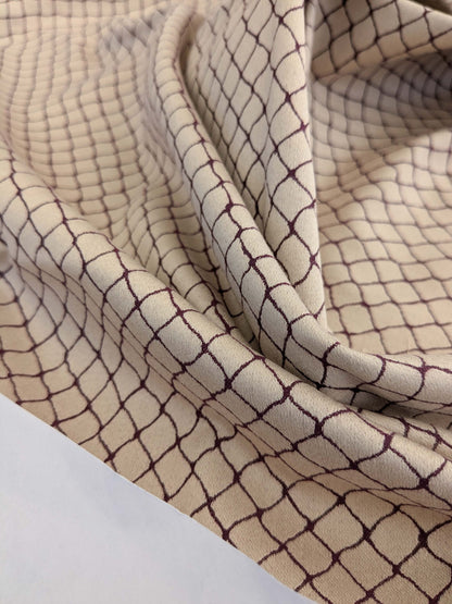 106 EV50 25" x 26" Square Jean Paul Gaultier Cabaret Bordeaux Purple White Reversible Small Jacquard Diamond Cotton MSRP USD300+/y