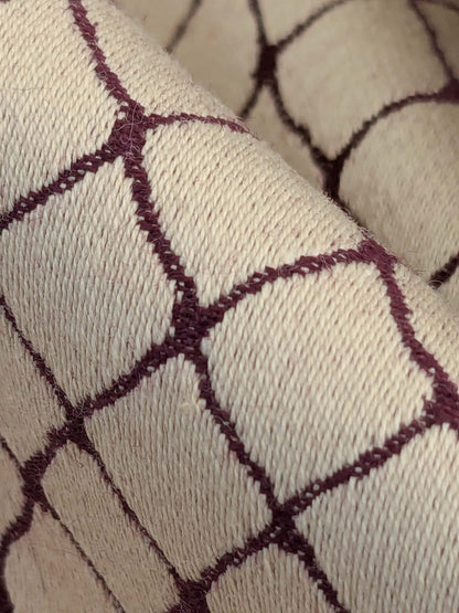 106 EV50 25" x 26" Square Jean Paul Gaultier Cabaret Bordeaux Purple White Reversible Small Jacquard Diamond Cotton MSRP USD300+/y