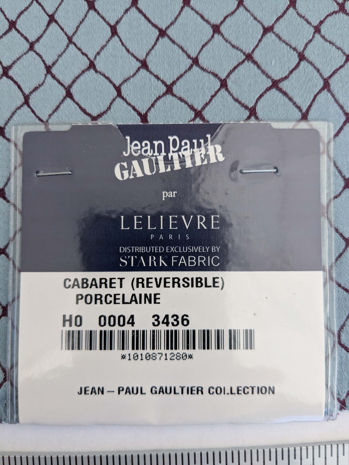 107 EV50 25" x 26" Square Jean Paul Gaultier Cabaret Porcelaine Blue Purple Reversible Small Jacquard Diamond Cotton MSRP USD300+/y