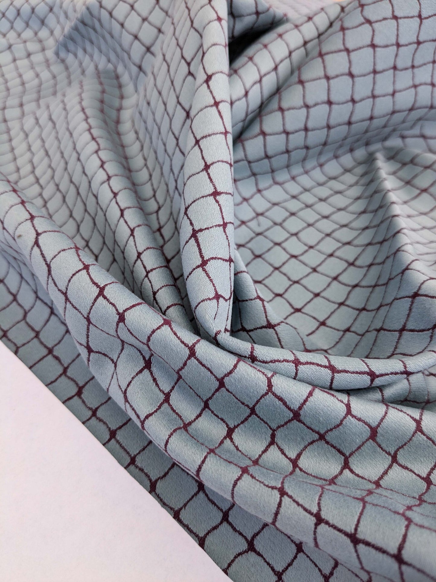 107 EV50 25" x 26" Square Jean Paul Gaultier Cabaret Porcelaine Blue Purple Reversible Small Jacquard Diamond Cotton MSRP USD300+/y