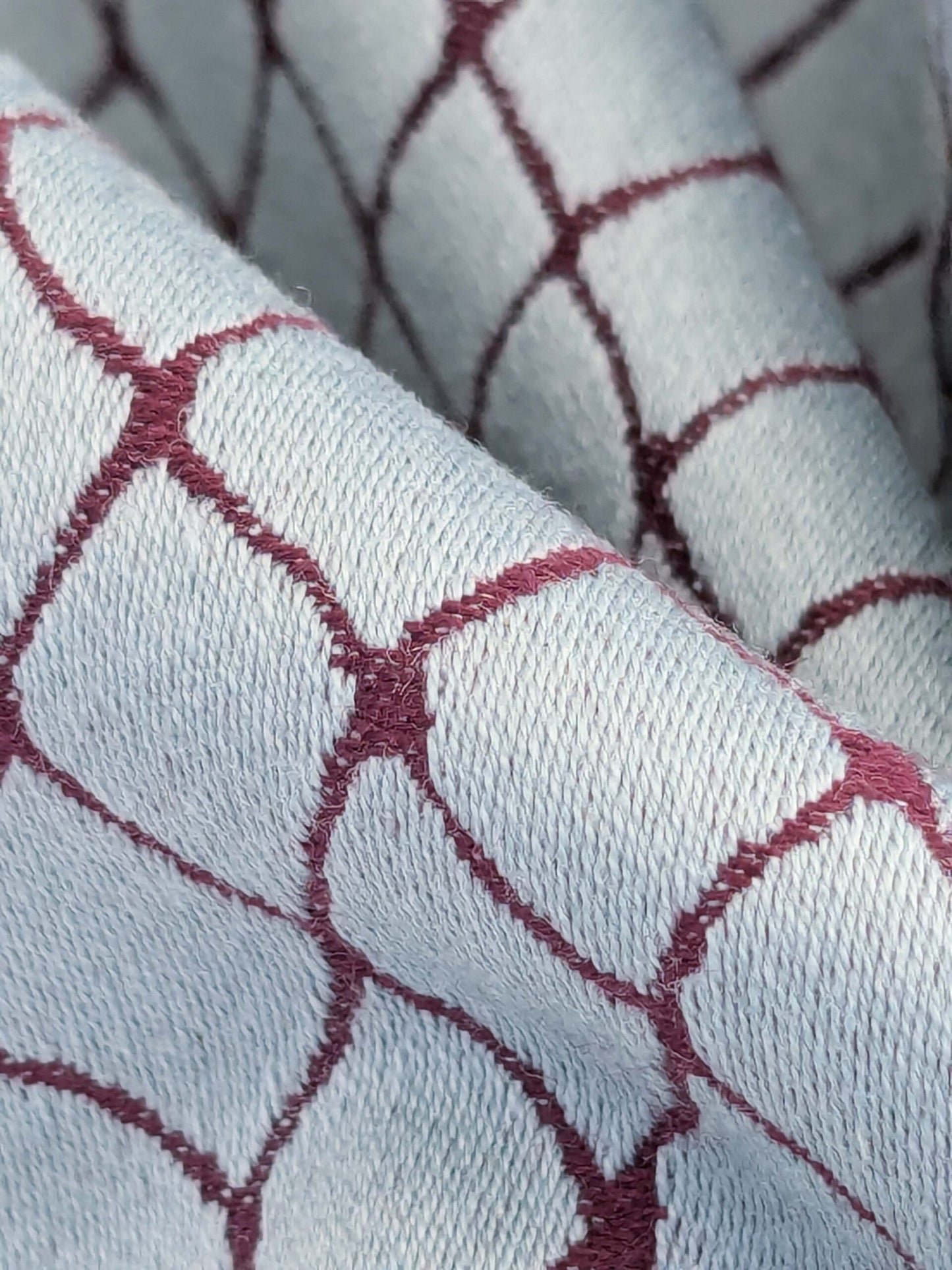 107 EV50 25" x 26" Square Jean Paul Gaultier Cabaret Porcelaine Blue Purple Reversible Small Jacquard Diamond Cotton MSRP USD300+/y