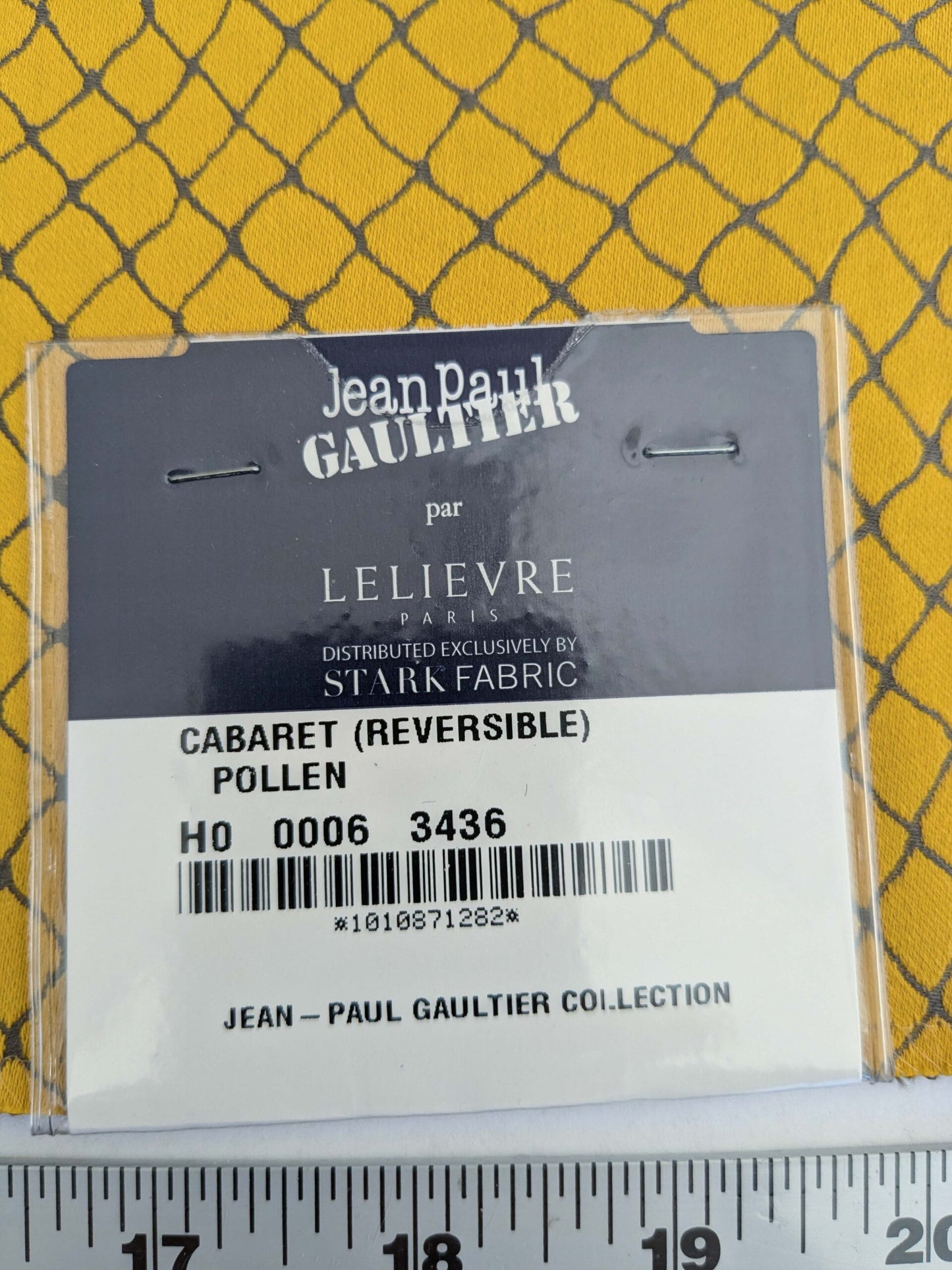 108 EV50 25" x 26" Square Jean Paul Gaultier Cabaret Pollen Yellow Gray Reversible Small Jacquard Diamond Cotton MSRP USD300+/y