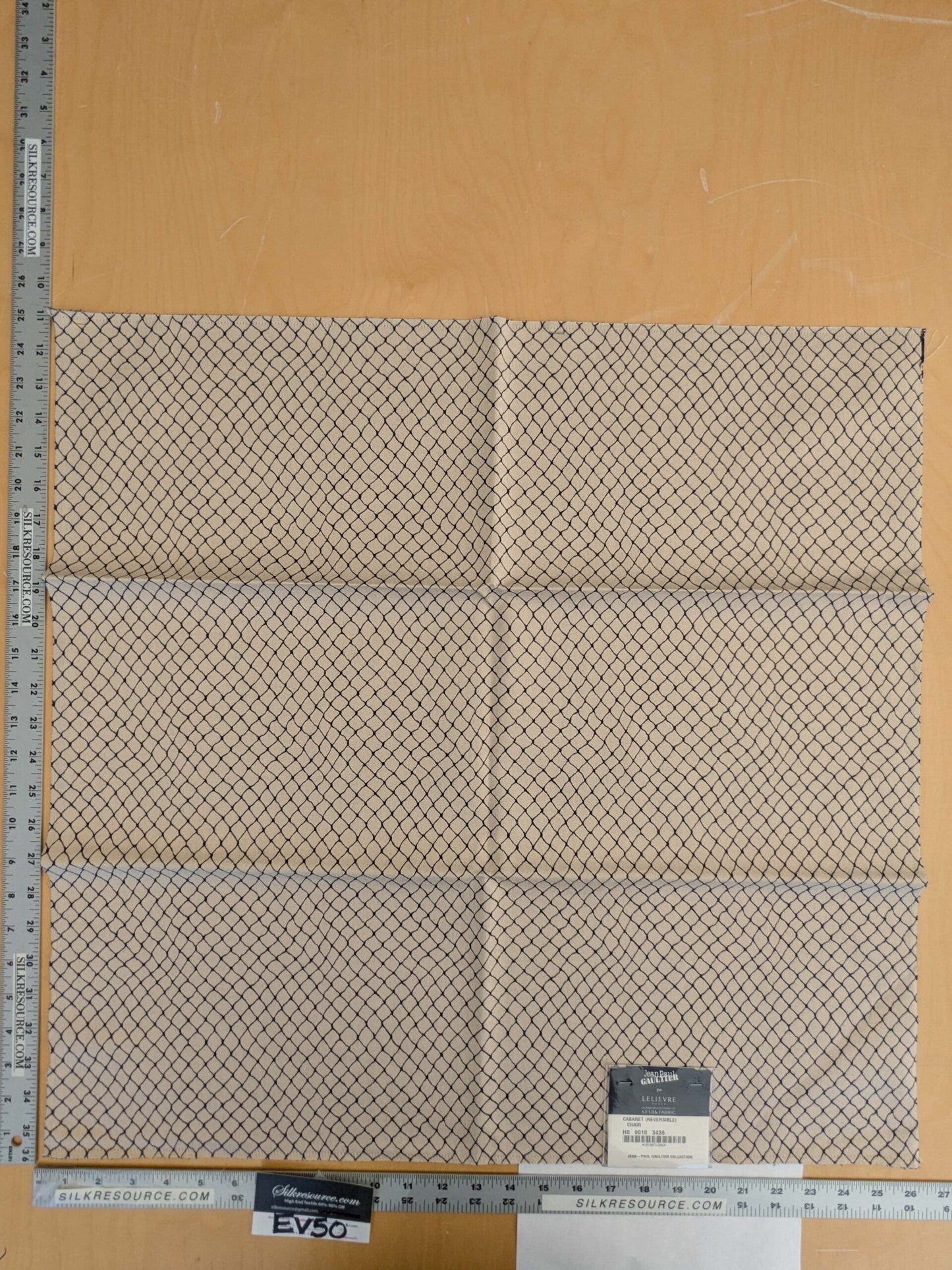 109 EV50 25" x 26" Square Jean Paul Gaultier Cabaret Chair Cream White Blue Reversible Small Jacquard Diamond Cotton MSRP USD300+/y