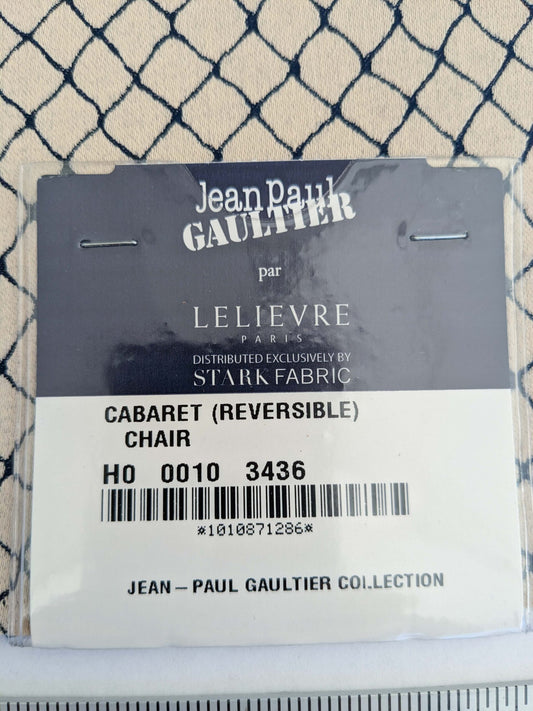 109 EV50 25" x 26" Square Jean Paul Gaultier Cabaret Chair Cream White Blue Reversible Small Jacquard Diamond Cotton MSRP USD300+/y