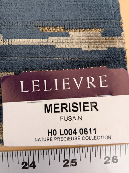 111 EV50 25" x 26" Square  Scalamandre Lelievre Merisier Fusain Blue Abstract Strie Cut Velvet Viscose Cotton