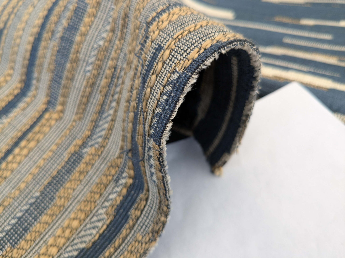 111 EV50 25" x 26" Square  Scalamandre Lelievre Merisier Fusain Blue Abstract Strie Cut Velvet Viscose Cotton