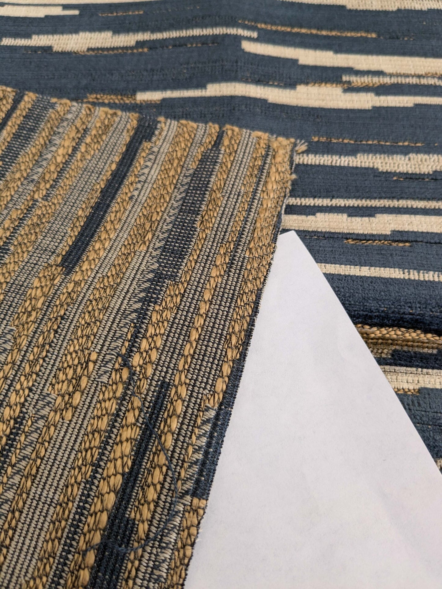 111 EV50 25" x 26" Square  Scalamandre Lelievre Merisier Fusain Blue Abstract Strie Cut Velvet Viscose Cotton